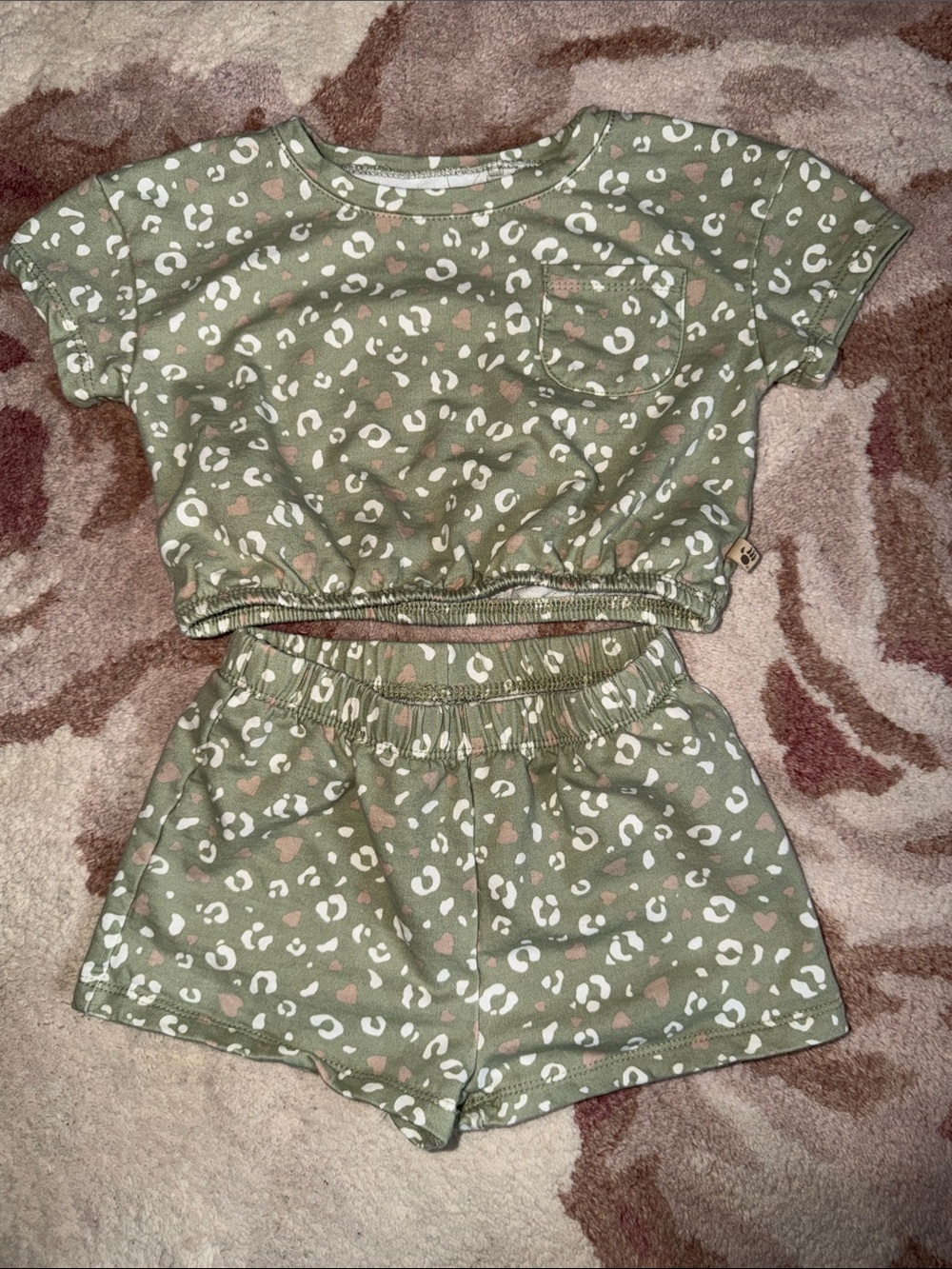 BearPaw Olive Green Leopard Print Kids Matching Set